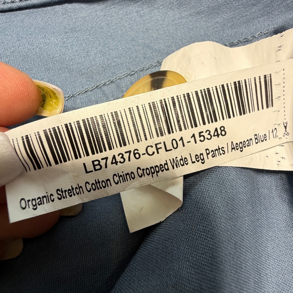 Quince Organic Stretch Cotton Chino Cropped Wide Leg Aegean Blue Pants - Picture 7 of 16